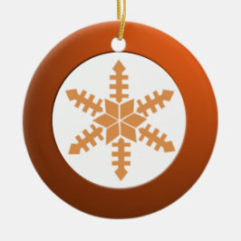 金属黄銅サークルと雪片 セラミックオーナメント