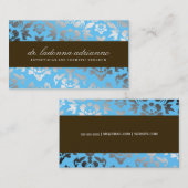 金属311 Ladonnaのダマスク織のティール（緑がかった色） 名刺 (正面/裏面)