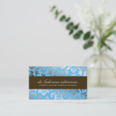 金属311 Ladonnaのダマスク織のティール（緑がかった色） 名刺 (スタンド正面)