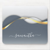 金属3-Dルックライトカリフ金ゴールドモノグラム波 マウスパッド (正面)