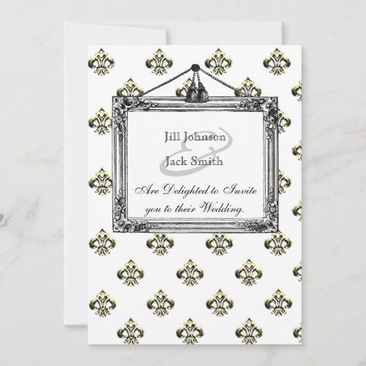 金属（紋章の）フラ・ダ・リ(金ゴールド)結婚の 招待状 (正面)