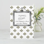 金属（紋章の）フラ・ダ・リ(金ゴールド)結婚の 招待状 (スタンド正面)