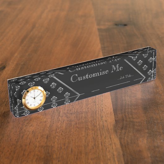 金属（紋章の）フラ・ダ・リ（銀） デスクネームプレート (側面)