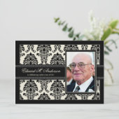 金年のダマスク織の誕生会の招待(黒) 招待状 (スタンド正面)