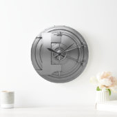 金庫の扉の銀色の大きな時計 ラージ壁時計 (ホーム)
