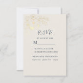 金彩フラワーモチーフの結婚式RSVPカード 出欠カード (正面)