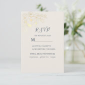 金彩フラワーモチーフの結婚式RSVPカード 出欠カード (スタンド正面)