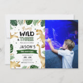 金恐竜の誕生日パーティーの写真 招待状 (正面)