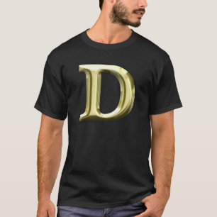 金手紙Dの光沢がある金ゴールドのアルファベット Tシャツ