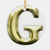 金手紙Gの光沢がある金ゴールドのアルファベット セラミックオーナメント (正面)