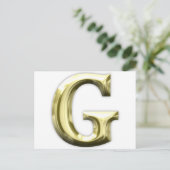 金手紙Gの光沢がある金ゴールドのアルファベット ポストカード (スタンド正面)