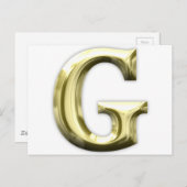 金手紙Gの光沢がある金ゴールドのアルファベット ポストカード (正面/裏面)