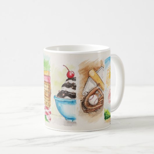 金持ちだが頭の悪い人の夏の旗のマグ コーヒーマグカップ (正面右)