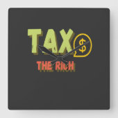 金持ちに課税する スクエア壁時計 (正面)