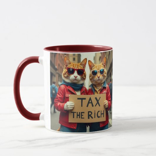 金持ちの猫に税金をかける マグカップ (左)