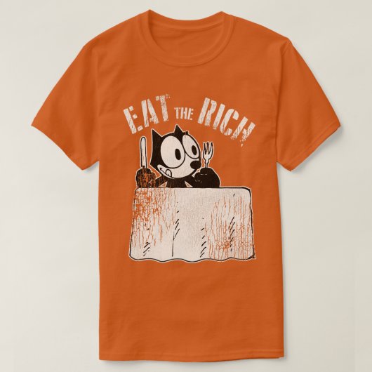 金持ち猫食べのフェリックス Tシャツ (デザイン正面)