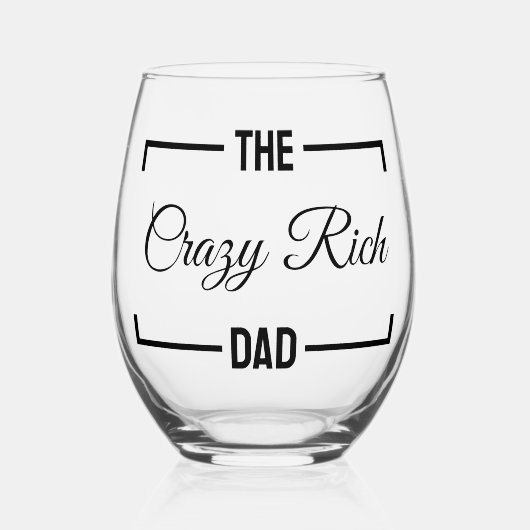 金持熱狂するちのパパのお父さんの日の父親の贈り物おもしろい ステムなしワイングラス (正面)