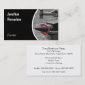 金敷で槌で打たれる赤い蹄鉄 名刺 (正面/裏面)