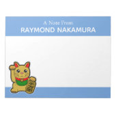 金日本ののラッキーパーソナライズされた猫 ノートパッド (正面)