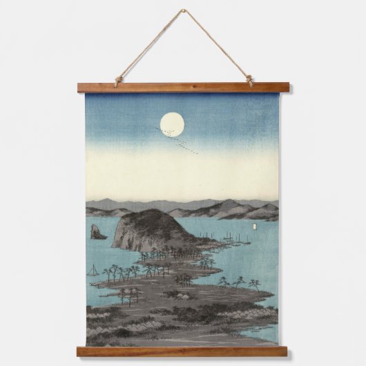 金日本の沢の月明かりの浮世絵 吊り下げ型タペストリー (正面2)