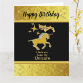 金星および黒の金ゴールドホイルのユニコーンの子馬 カード (黄色い花)