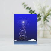 金星が付いている大きく青いクリスマスツリー シーズンポストカード (スタンド正面)