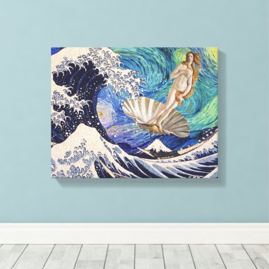 金星の波での誕生素晴らし キャンバスプリント (インサイチュ (ウッドフロア))