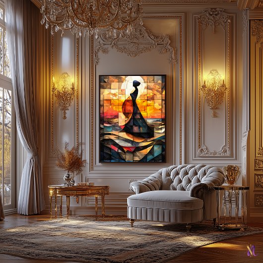 金星の誕生ステンドグラスのモザイク画 キャンバスプリント