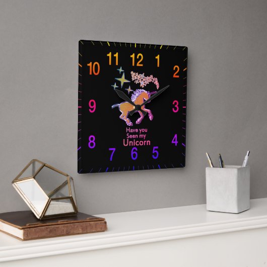 金星を持つ金ゴールドのユニコーンの子馬の馬 スクエア壁時計 (オフィス)