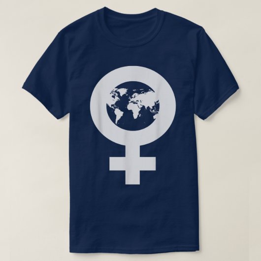 金星シンボルフェミニズム平等女性世界地図Tee6 Tシャツ (デザイン正面)