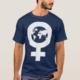 金星シンボルフェミニズム平等女性世界地図Tee6 Tシャツ
