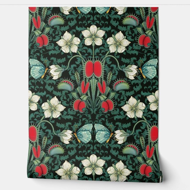 金星フライトラップと蝶 壁紙 (ほどく)