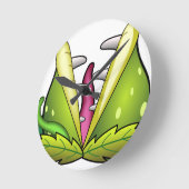 金星フライトラップ ラウンド壁時計 (傾斜)