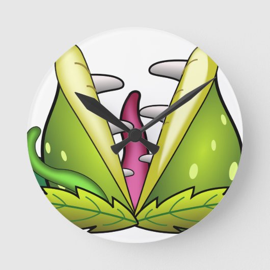 金星フライトラップ ラウンド壁時計 (正面)