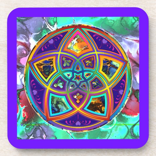 金星フラワーオブラヴ美術フラワーパワー/スクエア コースター (正面)