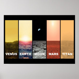 金星地球の月の地平線表示火星titan ポスター