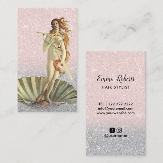 金星美容師及び金ゴールドは赤面のピンクのサロンを切ります 名刺 (正面/裏面)