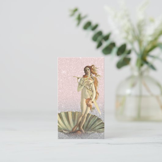 金星美容師及び金ゴールドは赤面のピンクのサロンを切ります 名刺 (スタンド正面)