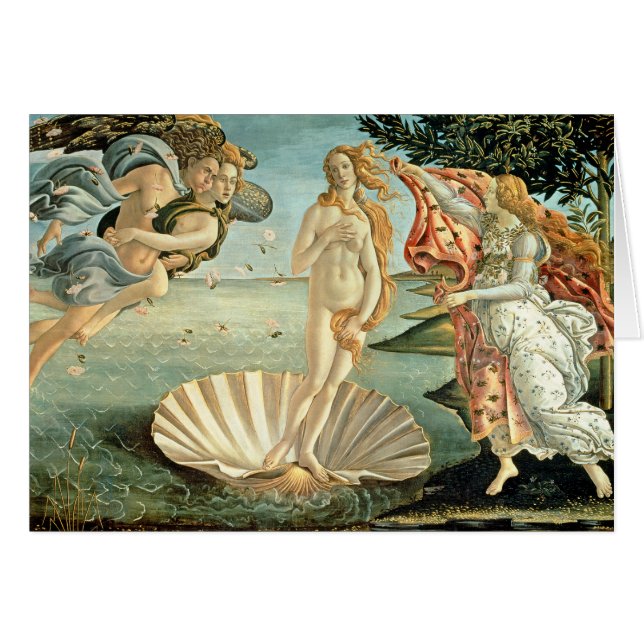 金星、c.1485 (キャンバスのテンペラ)の誕生 (正面横)