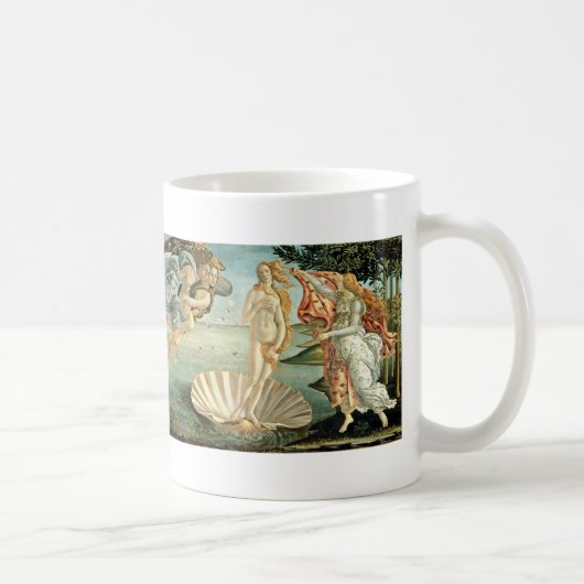 金星、c.1485 (キャンバスのテンペラ)の誕生 コーヒーマグカップ (右)