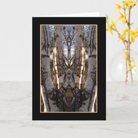 金時間の樺の木カード カード (黄色い花)