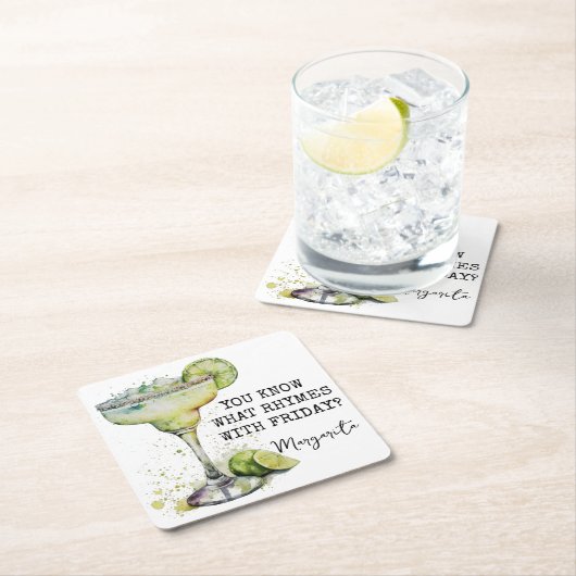 金曜おもしろいのマルガリータで何を韻を踏むのか スクエアペーパーコースター (インサイチュ)