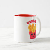 金曜だ!かわいいフランスのフライ漫画 ツートーンマグカップ (正面右)