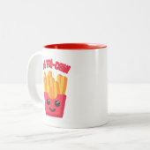 金曜だ!かわいいフランスのフライ漫画 ツートーンマグカップ (正面左)