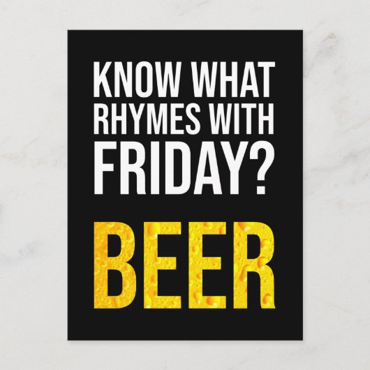 金曜の韻は何だ？ビール ポストカード (正面)