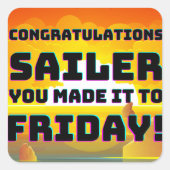 金曜やる気を起こさせることわざ スクエアシール (正面)