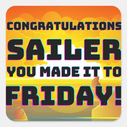 金曜やる気を起こさせることわざ スクエアシール (正面)