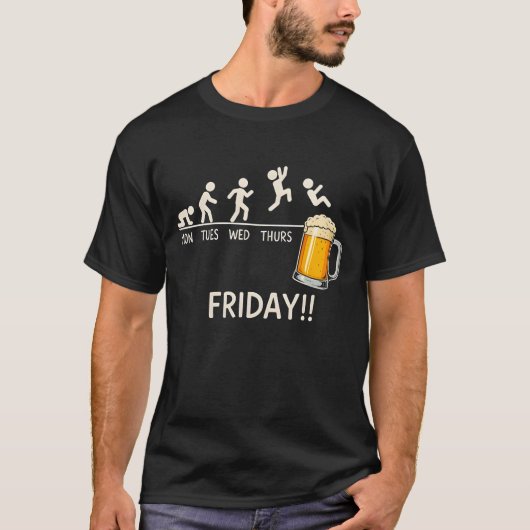 金曜日のビール好きのためのデザイン Tシャツ (正面)