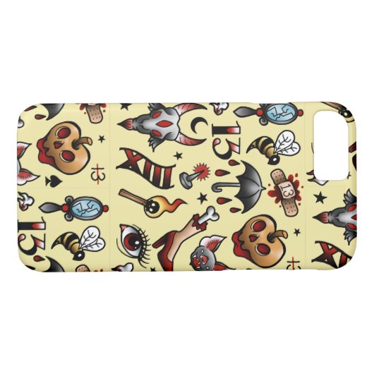 金曜日の伝統的な第13入れ墨の抜け目がない電話箱 Case-Mate iPhoneケース (裏面(横))