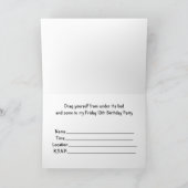 金曜日の第13誕生日の招待状、不気味な幽霊、 招待状 (内部)